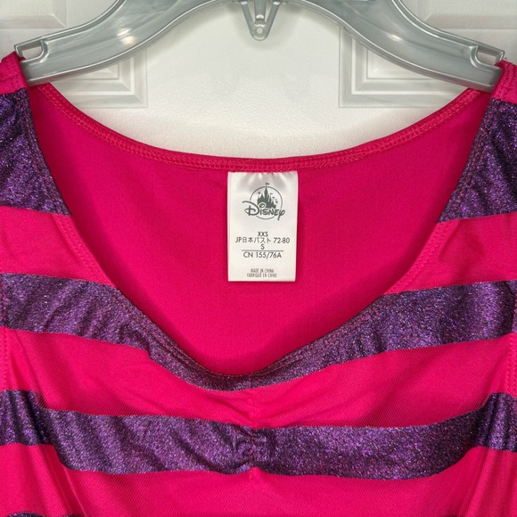 Disney Cheshire Cat Striped Costume Dress Pink Purple Glitter Womens Size XXS - Picture 4 of 10